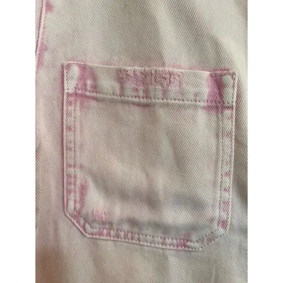 #298 NWT SER.O.YA Mariel Denim Button-Front Shirt Jacket Pink Size Small a298
